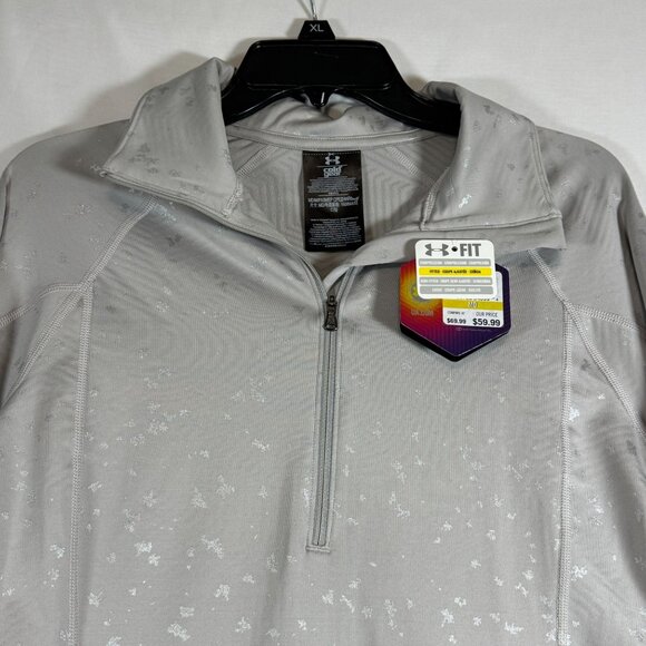 New Under Armour Women's ColdGear Infrared 1/4 Zip Pullover Medium Light Gray - Picture 2 of 9